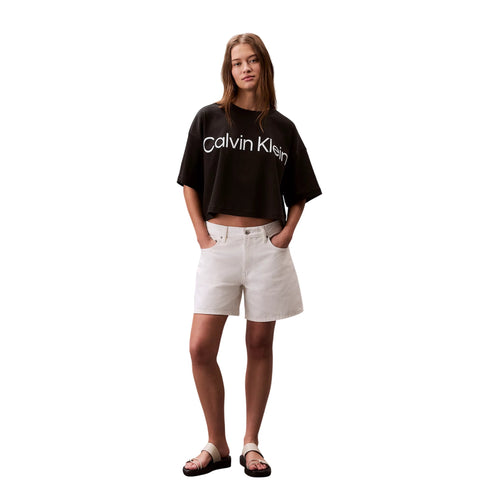 Calvin Klein T-shirt T-shirt Donna cropped Boxy logo XS - Francavilla Moda